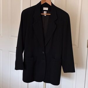 Vintage Preview Collection Black 100% Wool Suit Jacket 6/M
